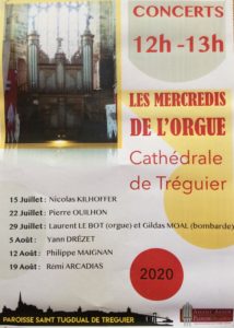 Les mercredi de l'orgue à Tréguier en 2020