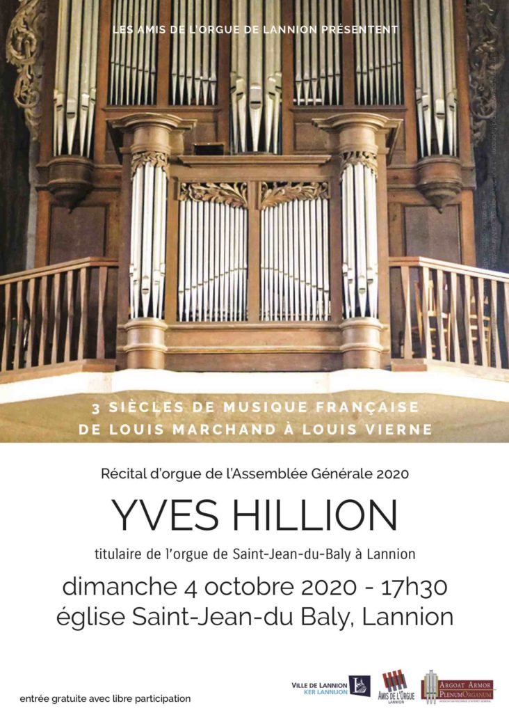 Concert d'orgue à St-Jean le 4 octobre 2020